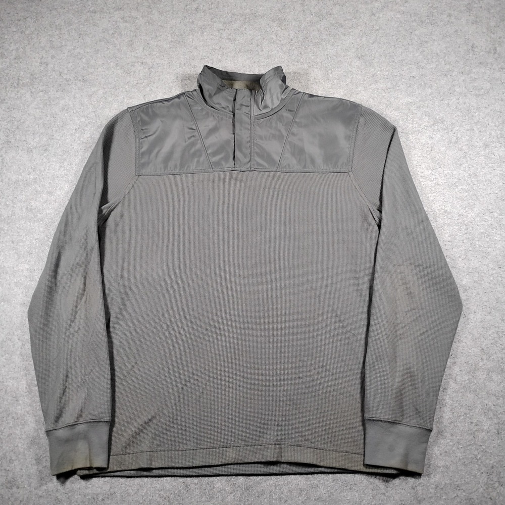 Banana Republic Men's Gray Waffle Knit Mock Neck Pullover Sweater Size L Pewter
